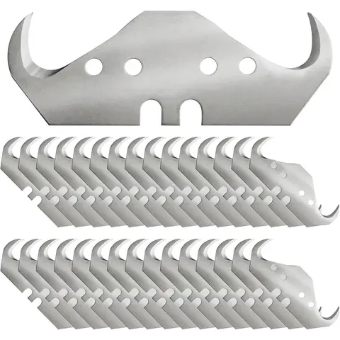 30PCS Utility Hook Blades, SK5 Carbon Steel Super Big Hook Trimming Blades, Safety Horn Knife Blade for Wallpaper, Cutting Carpets, Roofing, Industry Materials