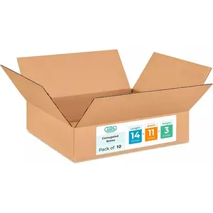 Medium Moving & Shipping Boxes 14x11x3 inches (10-Pack) - Extra Strength 200 lb vs Regular - Corrugated Packaging Boxes for USPS/UPS/FEDEX - Medium Box - Heavy Duty Box by IDL Packaging