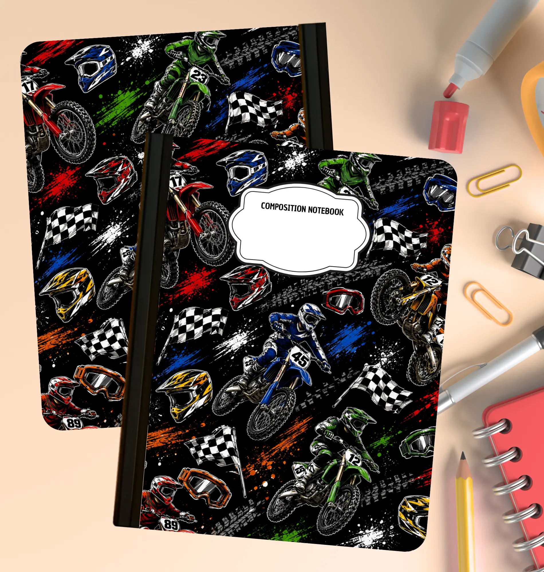 Composition Book - Motocross pattern