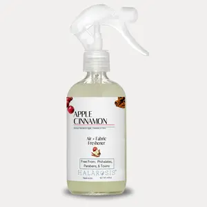 Halárosis Fabric + Air Freshener Spray - Non-Aerosol Glass Bottle - Long Lasting  - Room Spray Air Freshener - Essential Oil Infused Spray Freshener - (8 Fl oz Apple Cinnamon Scented )