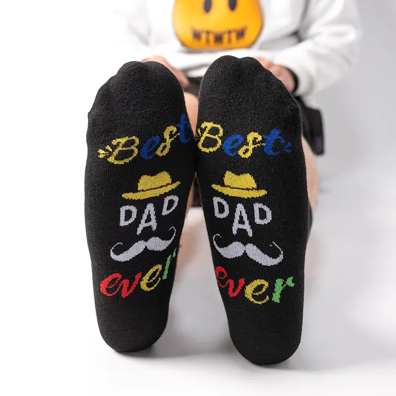 5-pair pack “Best Dad Ever” novelty socks—fun gift idea socks; black and colorful jacquard socks; perfect Father’s Day socks; cute socks; Christmas socks; socks for gifting loved ones; socks for gifting husbands; outdoor casual socks