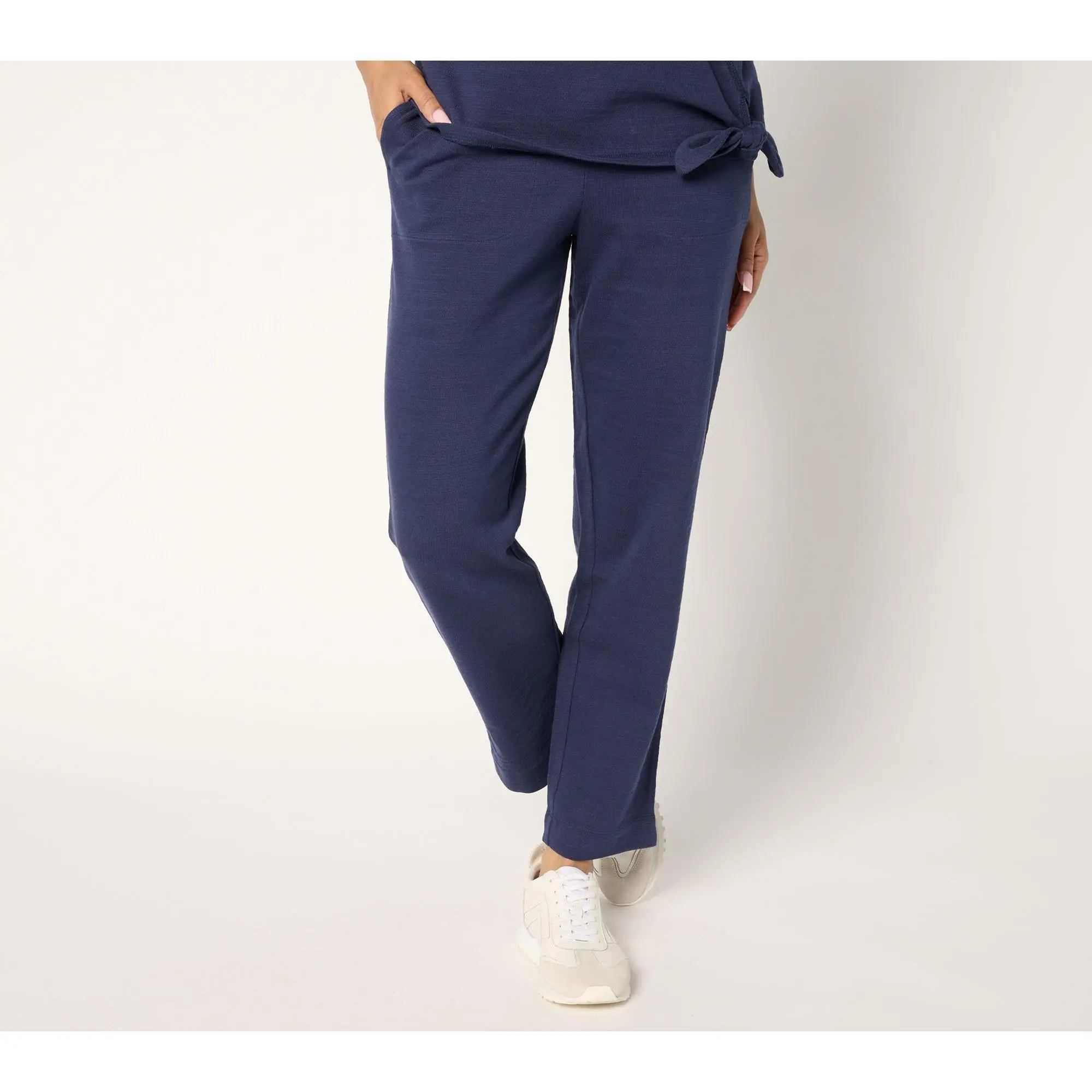 Denim & Co. Active Regular Textured Cotton Straight Leg Ankle Pant