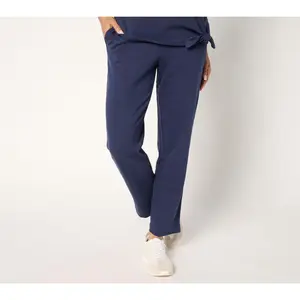 Denim & Co. Active Regular Textured Cotton Straight Leg Ankle Pant