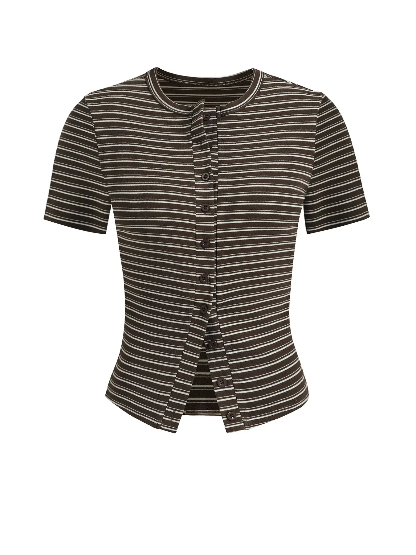 Striped Short Sleeve Knit Cardigan, Casual Round Neck Design, Perfect for Daily Wear & Stylish, Versatile Women's Top