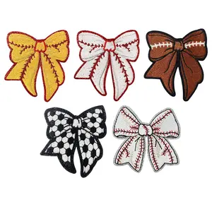 Sports Series Bowknot, Sequin Embroidery Patch, Sparkling Finish, Hot Melt Glue Ironing Embroidery Patch, DIY Clothing Decoration