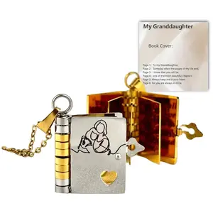 For Granddaughter Book Necklace – "The Most Beautiful Chapter", Adjustable Pendant with 6 Engraved Pages, Gift from Grandma