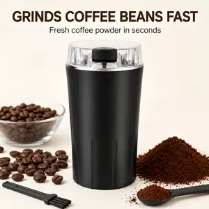 Compact Electric Coffee Grinder, Fast Fine Powder Grinder for Beans, Spices, Nuts, Seeds & Grains, Kitchen Gift for Coffee Lovers
