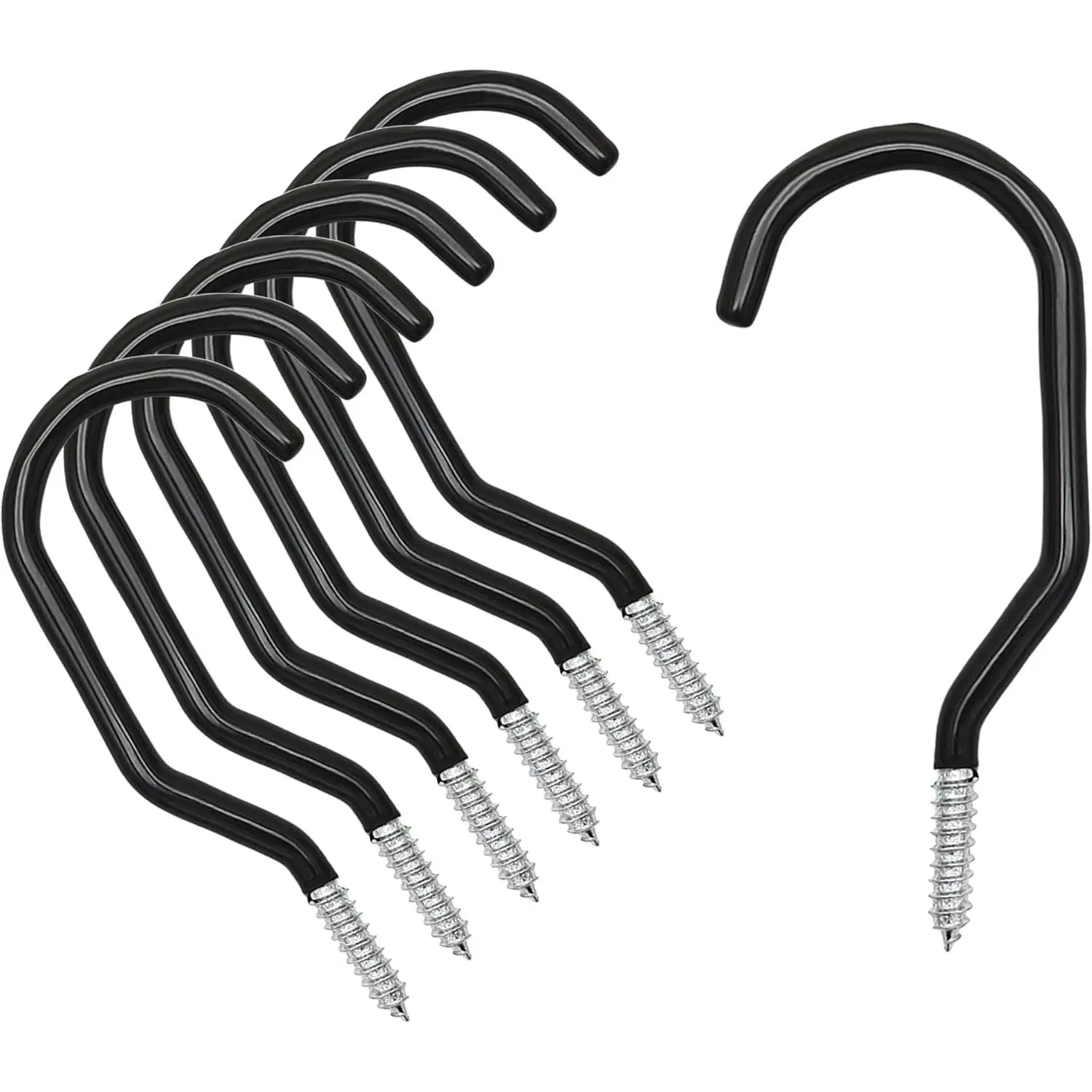 6 count Black Heavy Duty  Storage Hooks  Wall Mounted Hooks Large Screw Hooks for Wall,Ceiling