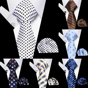 Elegant Ties For Men Gift Fashion Men Tie Set Striped  Necktie Handchief Cufflinks 3 Pcs Business Wedding Suit Accessories springtok