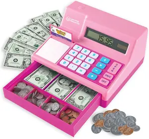 Learning Resources Pretend and Play Calculator Cash Register Pink - Money for Kids, Math Games, Playstore Grocery Store, Fine Motor Skills
