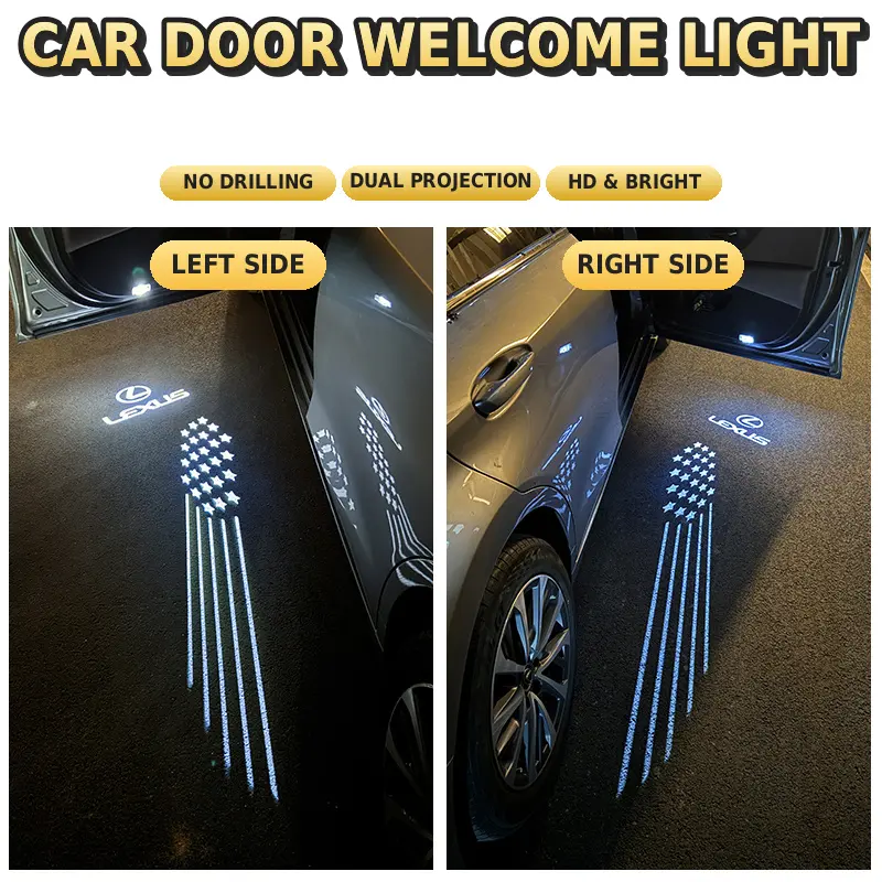 Car Door Carpet Projector Light [Original Logo + Meteor], Left/Right Pair