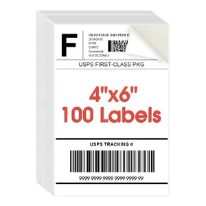 MaxGear 4" x 6" Matte White Labels, 100 Sheets, Easy Peel Permanent Adhesive Stickers, Water Oil Tear Resistant Labels for Packing Boxes, Storage Bins & Office Use