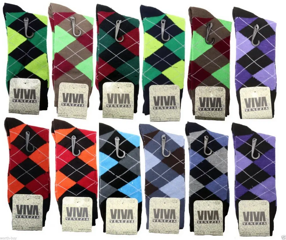 USBingoshop 12 Pack Men's Dress Socks Classic Men Fine Lightweight Colorful Crew Socks for Formal and Casual Wedding Business Wear Fabric Menswear Soft Long
