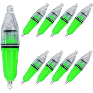 8-Pack Underwater Light Green Color 4.73 inch Deep Drop LED Light Waterproof Flashing Fishing Light Attractive Light Bait Lure Lamp