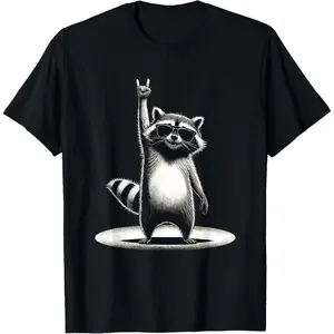 Retro Raccoon Rock Music Gift Men  Funny Raccoon T-Shirt   Graphic tees