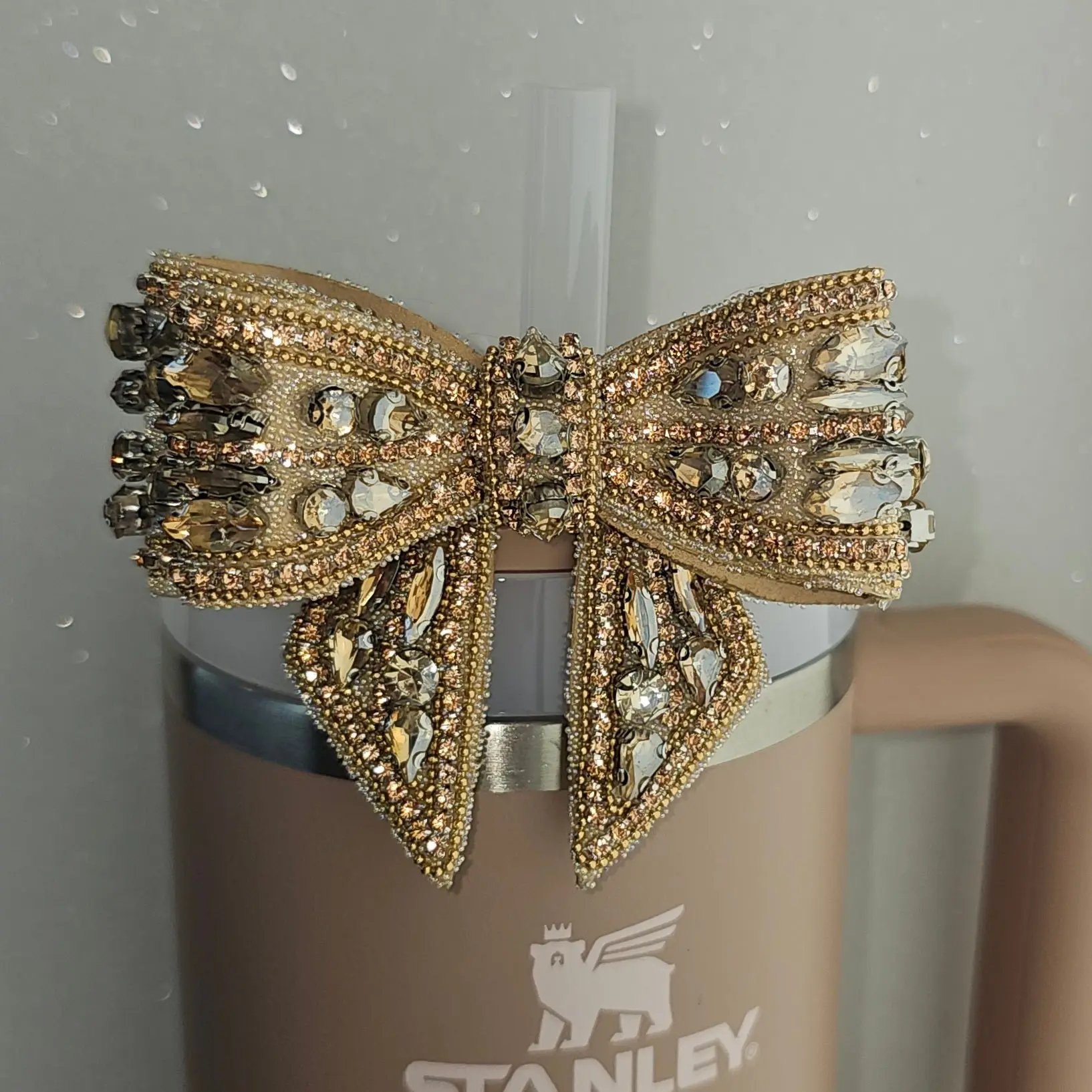 Gold Bling Bow Tie Tumbler Topper