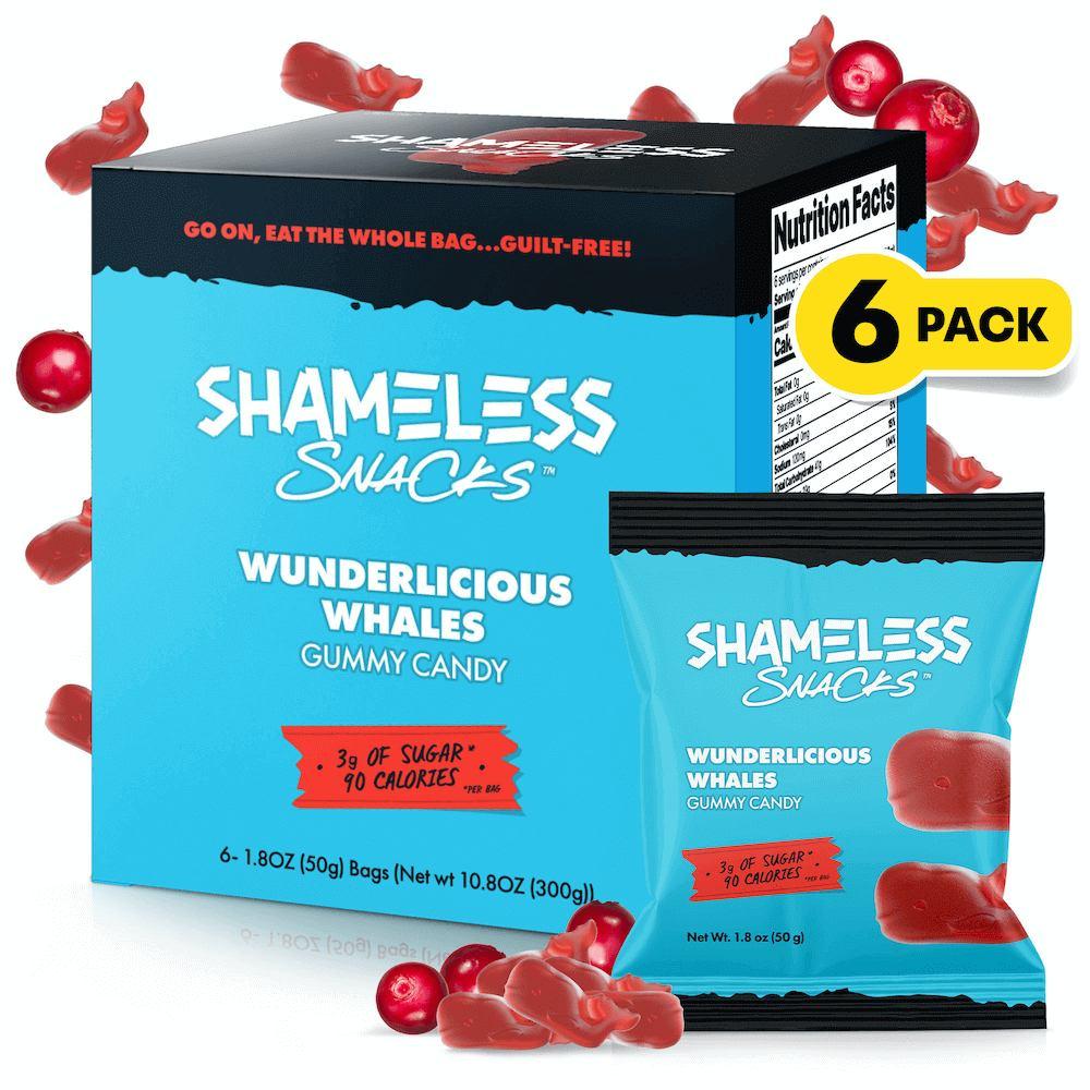 Wunderlicious Whales - Gummy - Snack Candy, Six Bags Per Box Sugar Fruit Bonbon Sweet