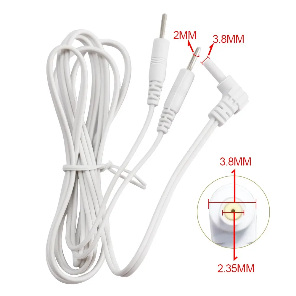 2-Way 2.35mm Plug Electrode Wires for Tens EMS Massager Electrical Nerve Muscle Stimulator Electrode Cable Line Wire for Gel Electrode Pads 2mm Jack Massager Accessories Copper Wire
