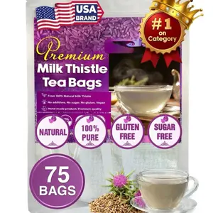 Premium 75 Milk Thistle Tea Bags, 100% Natural & Pure from Milk Thistle Seeds. Milk Thistle Seed Herbal Tea. Made with Natural Material Tea Bags. No Sugar, No Caffeine, No Gluten, Vegan.