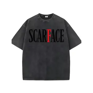 Scarface Movie Title Vintage Washed Graphic Short Sleeve T-Shirt Casual Top graphic t shirts