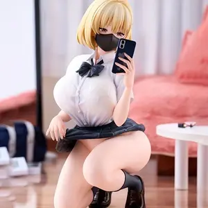 Handmade Anime Girl Collectibles Ornaments-Cute Blonde Girl White Shirt with Black Dress, Suitable for Table Decoration, Car Accessories and Anime Fans Gifts