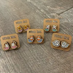 Mermaid Meow: Cat and Mermaid Stud Collection