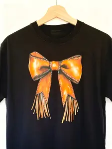 Cowgirl Coquette Bow Western - Short Sleeve Tee in Black