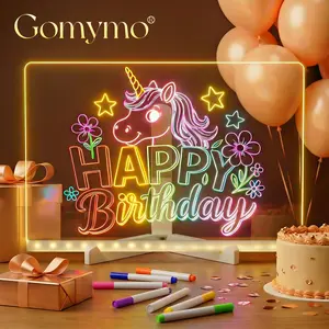 GOMYMO  LED Drawing Board for Kids, Acrylic Dry Erase Light-Up Drawing Board with Stand, Markers & Wipes, Erasable Reusable Board for Kids Learning, Ideal Gift for Birthday