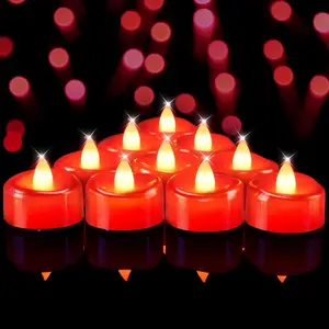 Flameless Candles, Tea Lights Battery Operated, No Flickering Votive Candles LED Tea Lights for Halloween Christmas Wedding Home Decor (24 Pack, Red)