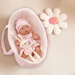 12 Inch Newborn Reborn Doll and Clothes Set with Bassinet Bed, Rabbit Skirt, Hat, Underpants & Socks - Realistic Baby Doll Set for Girls babydolls full body silicone reborn realistic baby doll