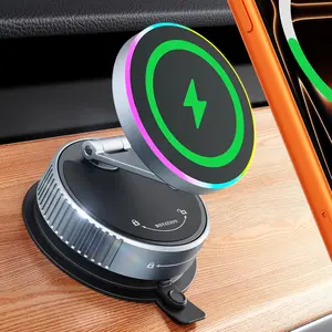 Meifigno MagSafe Car Phone Holder - 15W Wireless Charger, 360° Adjustable Foldable Suction Cup Mount for iPhone 17/16/15/14/13/12 Pro Max, Android Phones, Phone Holder For Car