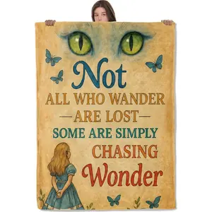 Chasing Wonder Blanket, Comfy & Warm Flannel Cat Eyes & Butterfly Throw Blanket for Couch, Gifts for Women Dreamers Girls, Soft Lightweight Travel Bed Blankets for Home Office Decor