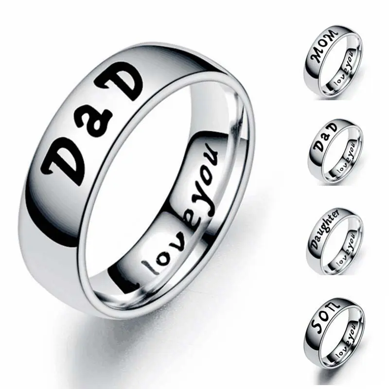 Stainless steel ring parent-child ring mom dad daughter son ring daily wear Mother's Day gift