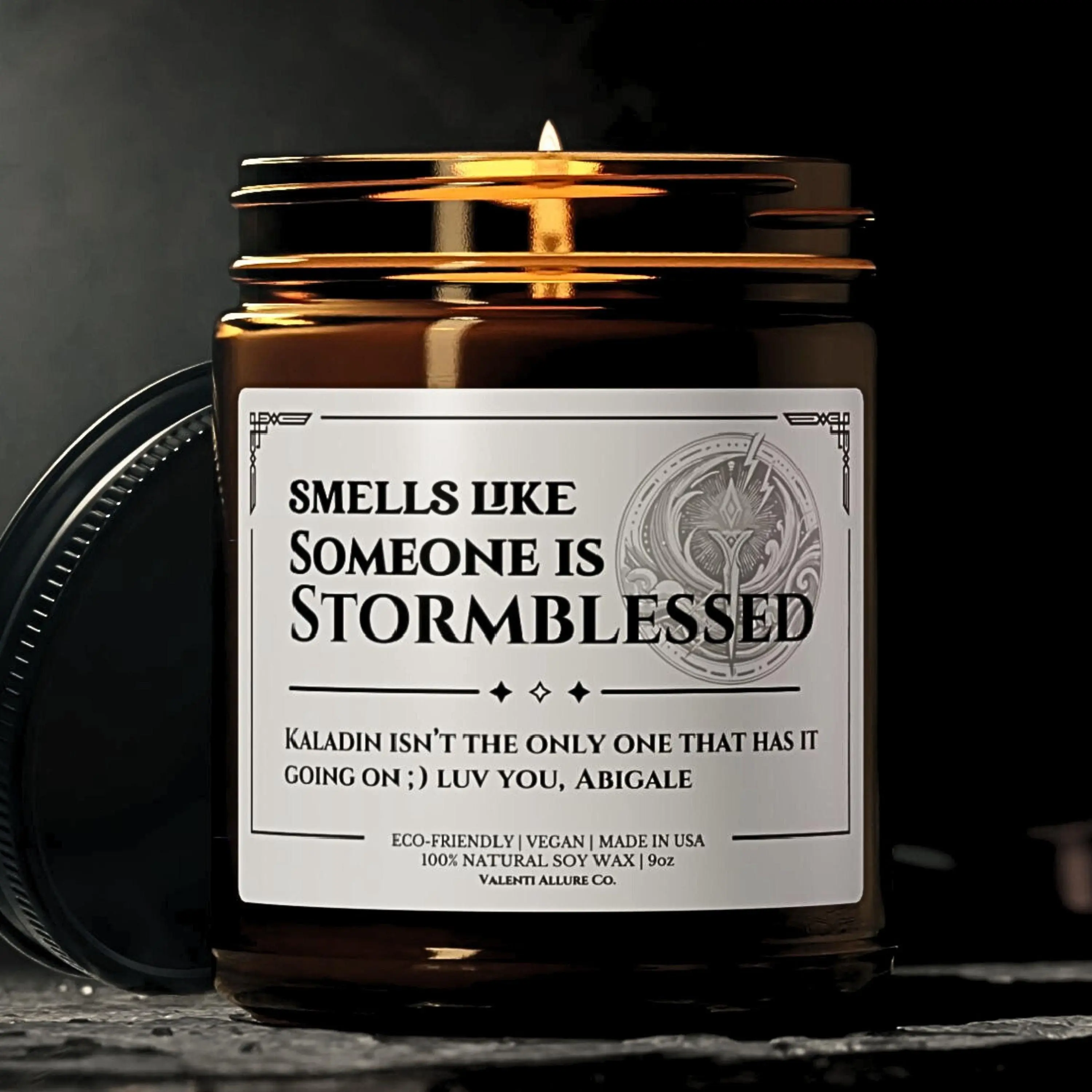 Personalized Stormlight Archives Candle, Brandon Sanderson, Readers Gift, Bookshelf Decor, Nontoxic Candles, Way of Kings, Book Lover, LOTR