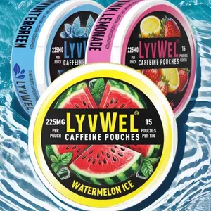 225mg Variety 3-Pack Wintergreen, Pink Lemonade, Watermelon Caffeine Energy Pouches - 45 Pouches for Sports & Energy Drink - Beverage ,Mental Clarity,Focus Natural drinks evergy lyvwel flavored Nootropic