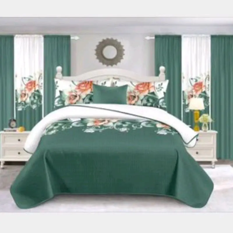 10-Piece Priscilla Floral Bedding Set - Turquoise Blue with Pink & Orange Flowers - Bedroom Decor Comforter Set