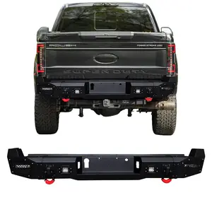 TIOYAR Steel Rear Bumper Black Texture for 2017-2022 Ford F250/F350/F450 with LED Lights 2 x D-Rings Off-Road Performance