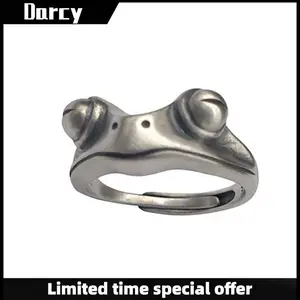 Retro personality niche trend cute frog open ring fashion punk creative jewelry
