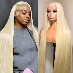 GK 613 13x6 Lace Front Wig Human Hair Straight Blonde Wig Human Hair 613 Lace Front Wig 36 Inch