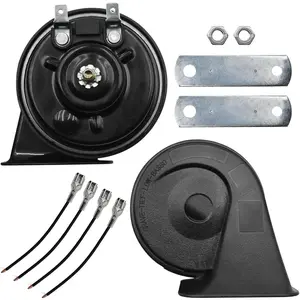 Snail Car Horn, 12V Super Loud High Low Tone Electric Waterproof Horn Kit, Loud Dual-Tone Snail Horn Universal Replacement Kit for Train Truck Motorcycle Car RV SUV