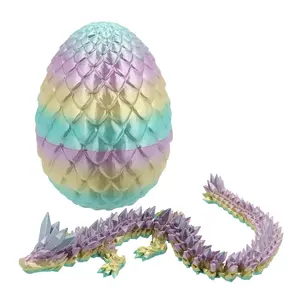 20" x 7 1/2" 3D-Printed Jumbo Articulated Dragon in Scaled Egg - 2 Pc.