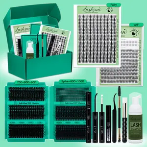 942PCS Eyelash Clusters Kit Eyelash Extensions D Curl 9 Styles Bottom/Spikes/Wispy/Volume Soft False Eyelashes with Bond&Seal Lash Remover Lash Brush Lash Applicator Lash Shampoo Brush, Diy Individual Lashes, Perfect for Beginners&Proficient