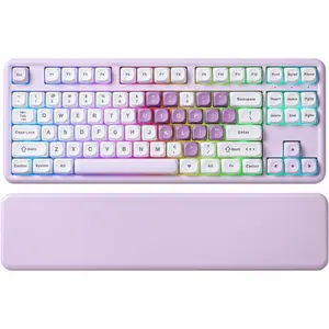 B87  Mechanical Keyboard,QMK/VIA Programmable,TKL Layout 87 ,BT/2.4G/USB-C,Hot Swap Gasket Mount RGB Backlit Gaming with Wrist Rest for Win/ ( Heart, Cocoa Cream V2)
