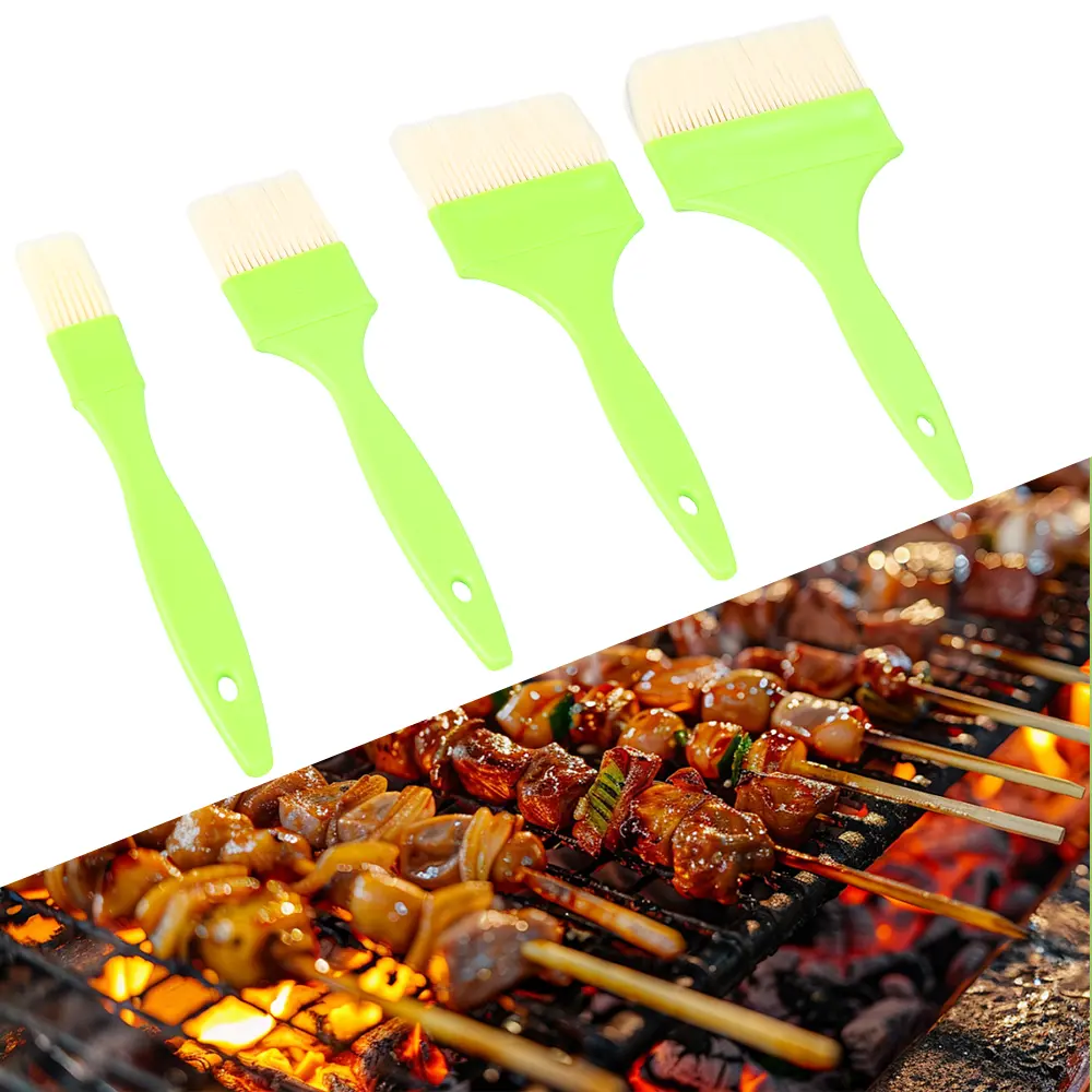 Camp Kitchen 4-Piece Multi-Size Plastic Basting Brush & Pastry Set - Soft Bristles Kitchen Utensils for BBQ & Bake, Marinades, Four Pieces