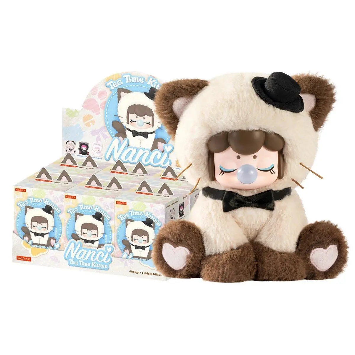 Robotime Nanci Plush Blind Box, 4th Generation Meow Afternoon Tea Series, Stuffed Toy, Trendy Ornament, Bag Pendant, Gift for Toy Enthusiasts