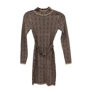 Tan Dress w/ Black Design