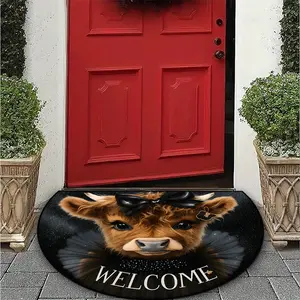 Cute Highland Cow Welcome Mat, Non-Slip Washable Rug, American Home Decor Carpet, Christmas Gift, Soft Comfortable Entryway Mat