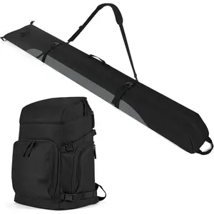 Ski Bag and Boot Bag Combo, Padded Ski Bags for Air Travel, Snow Ski bags Fit Ski Up to 200cm, Waterproof Double Bag for Storage, Transport Ski Gear, Men Women