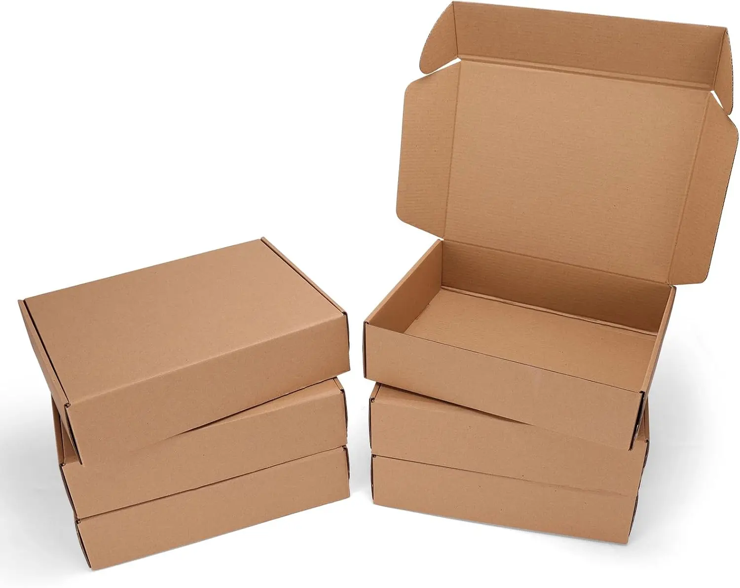 12x9x3 inch Small Shipping Boxes, Set of 6 Mailer Boxes, Brown | Single Corrugated, DIY Cardboard, Easy Fold, Shape Well, Self locking, Book Mailing, Shirt Shipping, Small Business