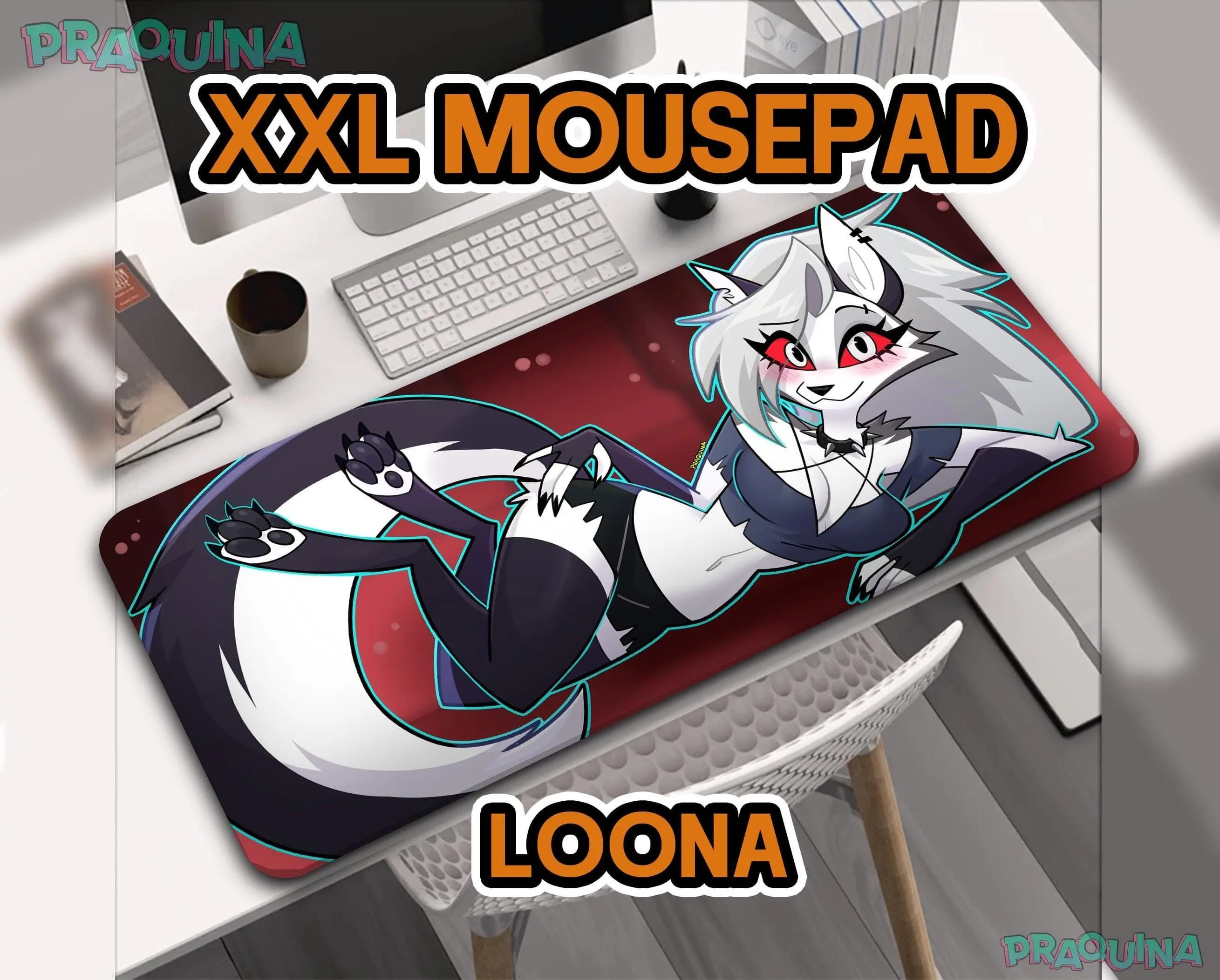Loona from Helluva Boss Jumbo XXL Mousepad Playmat Gamer Girl Setup Essential | Aesthetic Desk Decor | Kawaii Accessories | Gift for Her